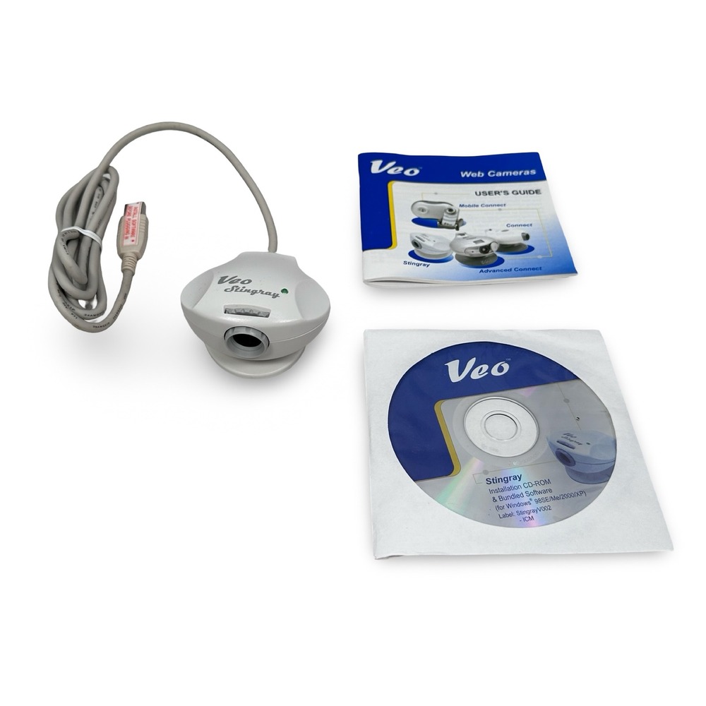 Veo Stingray USB Web Camera Vintage Y2K Gray Windows‎ XP 98 with CD and Manual